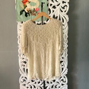 Vtg Royal Feelings | beaded tunic top size Large